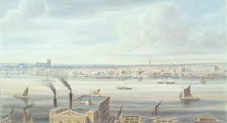Eine schöne Aussicht auf London von der Westminster Bridge bis zum Adelphi, 1837